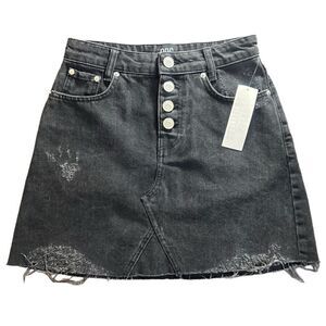 BDG Urban outfitters denim jean mini skirt distressed black size XS